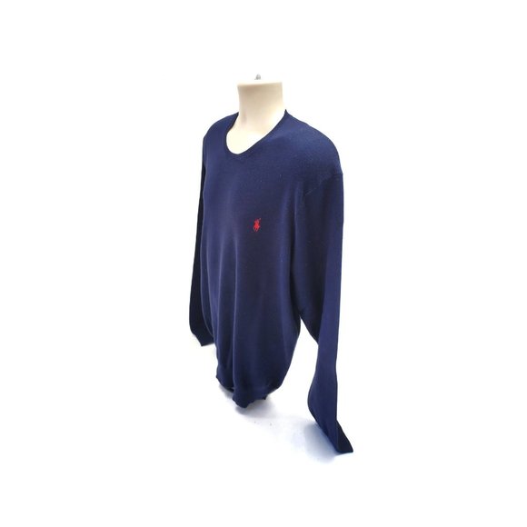 Polo Ralph Lauren Blue Pima Cotton Pullover Crewneck Pony Sweater Men's XL - Picture 2 of 4